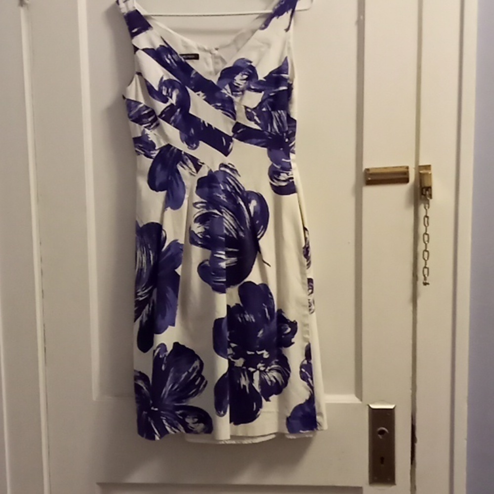 Jones Wear Purple & White Floral A-Line Dress. Size 4.